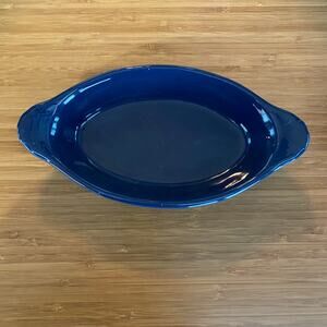 Hall Pottery 528 Cobalt Blue Au Gratin Casserole Baking Dish FLAWLESS!